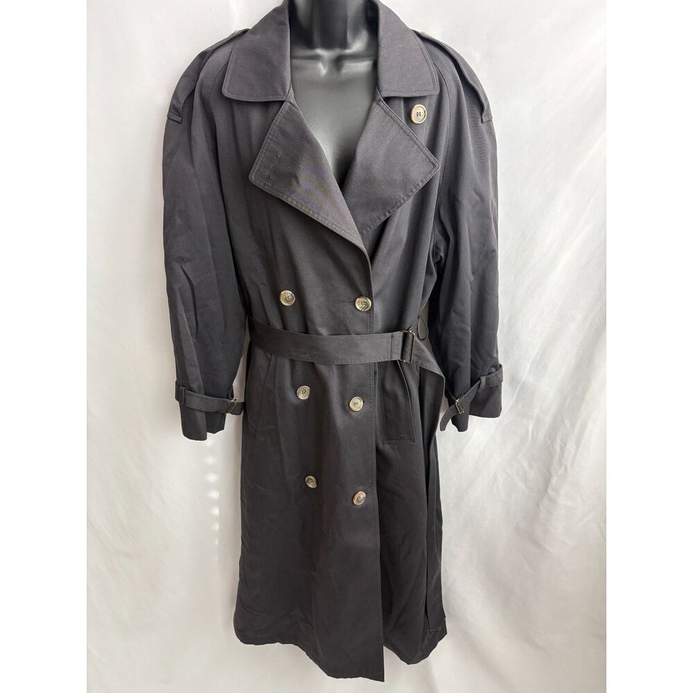 Vintage Jones New York Double Breasted Trench Coat 100% Pure Wool USA Jacket L
